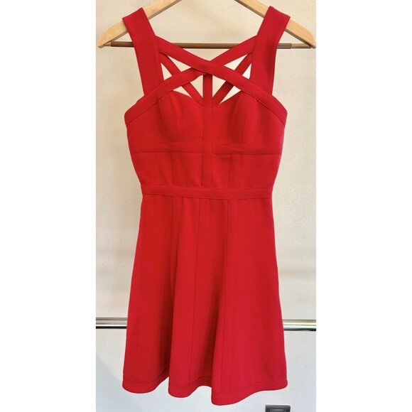 BCBG MAXAZRIA Red Yasminka Corset A-Line Fit & Flare Party Dress Size 0 - Picture 1 of 10